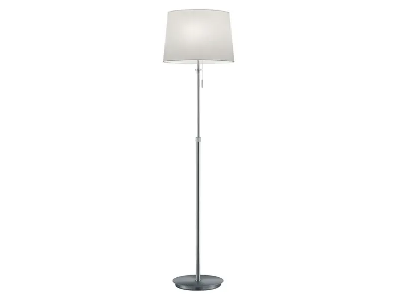Stehleuchte LYON Silber mit Stoffschirm Weiß, Höhe 138-180cm verstellbar