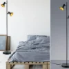 Stehleuchte NINA aus Metall Schwarz + Goldfarbig 2 Spots dreh+schwenkbar, 144cm