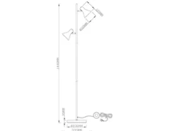 Stehleuchte NINA aus Metall Schwarz + Goldfarbig 2 Spots dreh+schwenkbar, 144cm