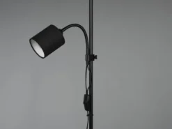 Stehleuchte OWEN Flexarm Leselicht Metall & Stoffschirm Schwarz, Höhe 160cm