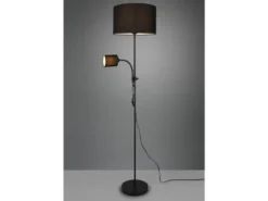 Stehleuchte OWEN Flexarm Leselicht Metall & Stoffschirm Schwarz, Höhe 160cm