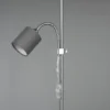 Stehleuchte OWEN Flexarm mit Leselicht Silber & Stoffschirm Grau, Höhe 160cm