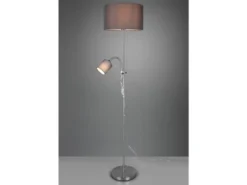 Stehleuchte OWEN Flexarm mit Leselicht Silber & Stoffschirm Grau, Höhe 160cm