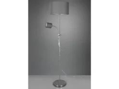Stehleuchte OWEN Flexarm mit Leselicht Silber & Stoffschirm Grau, Höhe 160cm