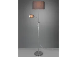 Stehleuchte OWEN Flexarm mit Leselicht Silber & Stoffschirm Grau, Höhe 160cm