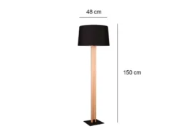 Stehleuchte RAHUL mit beleuchtetem Holzkorpus und Stoffschirm, H: 150cm