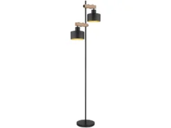 Stehleuchte RIELLY Metall Schwarz Gold 2-flammig, Höhe 168cm