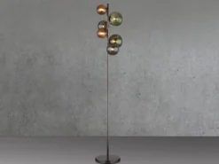 Stehleuchte RIHA Anthrazit 6-flammig mit bunten Glaskugeln, Höhe 155cm