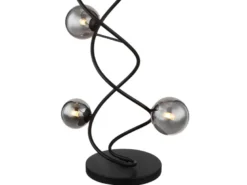 Stehleuchte RIHA Schwarz 9-flammig mit Glaskugeln Rauchglas, Höhe 162cm