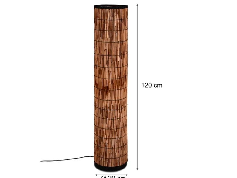 Stehleuchte SARA mit Lampenschirm aus Rattan in Bambusoptik, Höhe 120cm