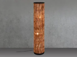 Stehleuchte SARA mit Lampenschirm aus Rattan in Bambusoptik, Höhe 120cm