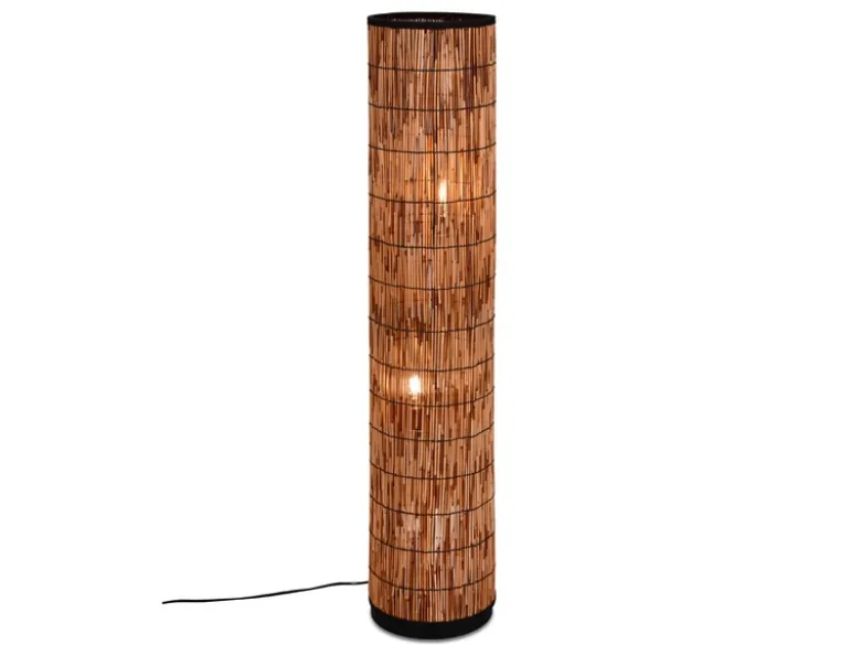 Stehleuchte SARA mit Lampenschirm aus Rattan in Bambusoptik, Höhe 120cm