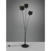 Stehleuchte TOMMY 3 flammig Metall, Stoffschirm Schwarz Gold, Höhe 150cm