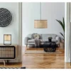 Stehleuchte TYLER mit Wiener Geflecht in Rattan Optik, Höhe 150cm
