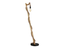Stehleuchte ULLEU mit Hanfseil und Holzstab, Höhe 150cm