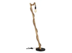 Stehleuchte ULLEU mit Hanfseil und Holzstab, Höhe 150cm