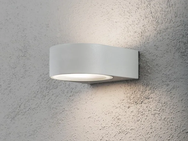 Stilvolle Wandleuchte TERAMO, E27, Aluminium grau, Höhe 7 cm