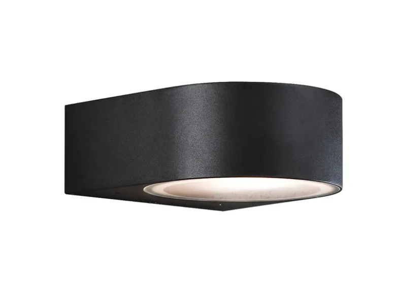 Stilvolle Wandleuchte TERAMO, E27, Aluminium schwarz, Höhe 7 cm