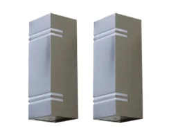 2 Stk Edelstahl LED Außenwandleuchte STRIPES, Fassadenbeleuchtung, Up& Downlight
