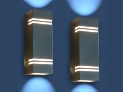 2 Stk Edelstahl LED Außenwandleuchte STRIPES, Fassadenbeleuchtung, Up& Downlight
