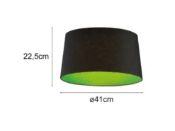 Stoff Lampenschirm konisch Schwarz innen Grün für E27 Fassung Ø 41cm