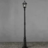 Straßenlaterne aus Aluminium Schwarz, antike E27 Mastleuchte, Höhe 210cm