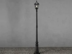 Straßenlaterne aus Aluminium Schwarz, antike E27 Mastleuchte, Höhe 210cm