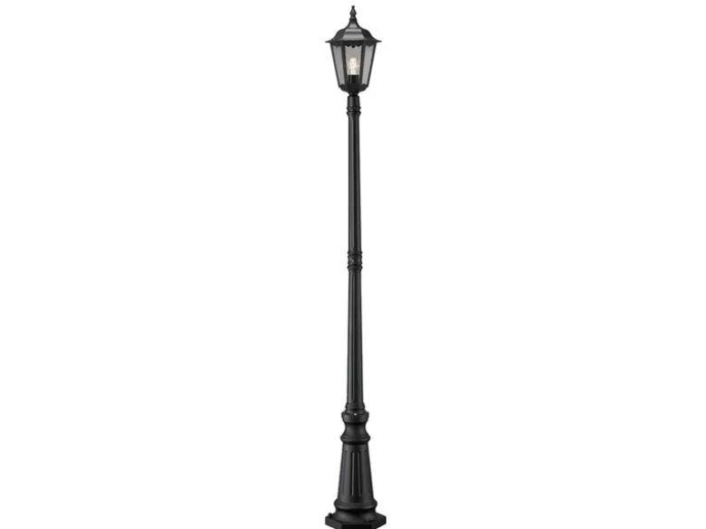 Straßenlaterne aus Aluminium Schwarz, antike E27 Mastleuchte, Höhe 210cm