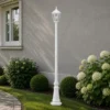 Straßenlaterne aus Aluminium Weiß, antike E27 Mastleuchte, Höhe 210cm