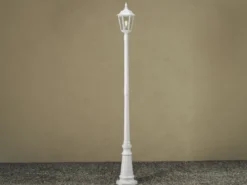 Straßenlaterne aus Aluminium Weiß, antike E27 Mastleuchte, Höhe 210cm
