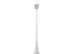 Straßenlaterne aus Aluminium Weiß, antike E27 Mastleuchte, Höhe 210cm