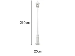 Straßenlaterne aus Aluminium Weiß, antike E27 Mastleuchte, Höhe 210cm
