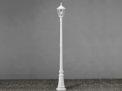 Straßenlaterne aus Aluminium Weiß, antike E27 Mastleuchte, Höhe 210cm