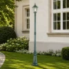 Straßenlaterne aus Aluminium Grün, antike E27 Mastleuchte, Höhe 210cm