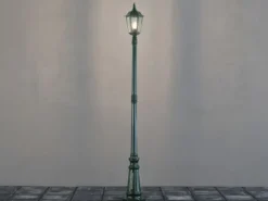 Straßenlaterne aus Aluminium Grün, antike E27 Mastleuchte, Höhe 210cm