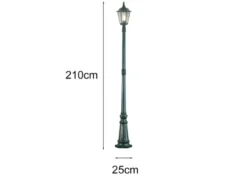 Straßenlaterne aus Aluminium Grün, antike E27 Mastleuchte, Höhe 210cm
