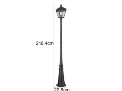Straßenlaterne BAYVIEW im Landhausstil Aluminium Schwarz, Höhe 216cm