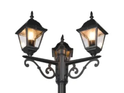 Straßenlaterne LIVENZA 3-flammig aus Aluminium Schwarz, Höhe 200cm