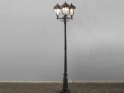 Straßenlaterne PARMA im Landhausstil, 3-flammig Schwarz, Höhe 218cm