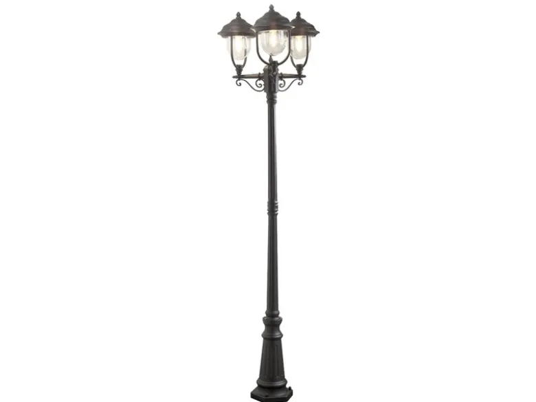Straßenlaterne PARMA im Landhausstil, 3-flammig Schwarz, Höhe 218cm