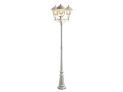 Straßenlaterne PARMA im Landhausstil, 3-flammig Weiß, Höhe 218cm