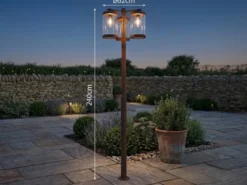 Straßenlaterne SAMBESI im Landhausstil, 3-flammig Rostoptik, Höhe 240cm
