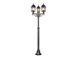 Straßenlaterne VOLTURNO 3-flammig Aluminium Rostoptik antik, E27, Höhe 200cm
