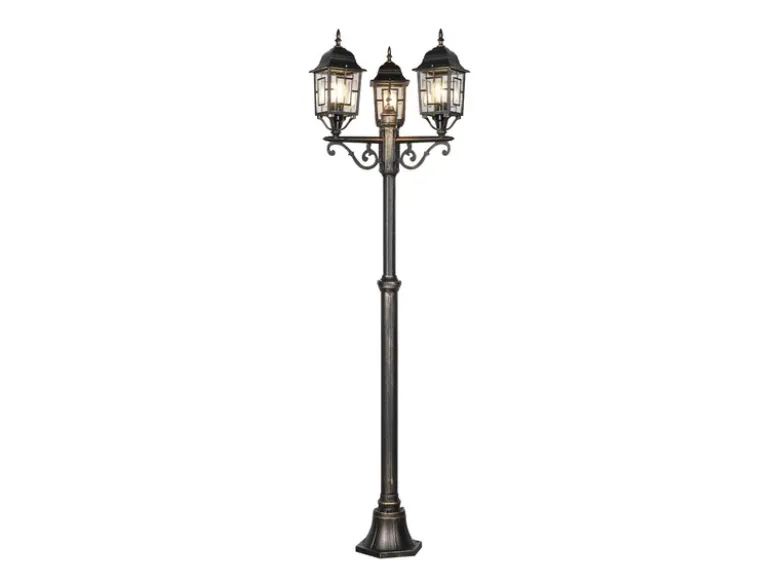 Straßenlaterne VOLTURNO 3-flammig Aluminium Rostoptik antik, E27, Höhe 200cm