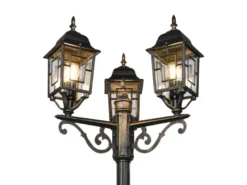 Straßenlaterne VOLTURNO 3-flammig Aluminium Rostoptik antik, E27, Höhe 200cm