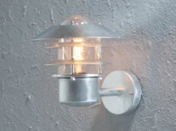 Stylische Außen Wandlaterne MODENA stehend, Stahl Silber, Höhe 24cm
