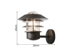 Stylische Außen Wandlaterne MODENA stehend, Aluminium Schwarz, Höhe 24cm