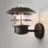 Stylische LED Außen Wandlaterne stehend, Aluminium Schwarz, Höhe 24cm
