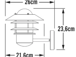 Stylische LED Außen Wandlaterne stehend, Stahl Silber, Höhe 24cm