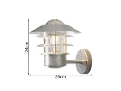 Stylische LED Außen Wandlaterne stehend, Stahl Silber, Höhe 24cm